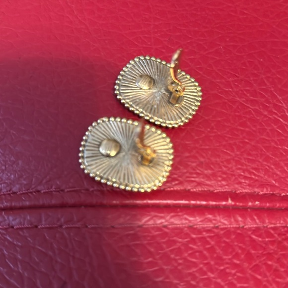 Yves Saint Laurent rectangle with red cabochon center clip earrings - Picture 12 of 14